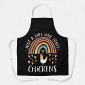 Nur ein Mädchen, das Lieben Hühner Regenbogen Gesc Schürze (Vorderseite)