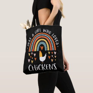 Nur ein Mädchen, das Lieben Hühner Regenbogen Gesc Tasche