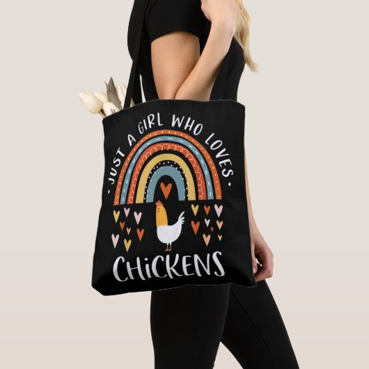 Nur ein Mädchen, das Lieben Hühner Regenbogen Gesc Tasche (Von Nahem)