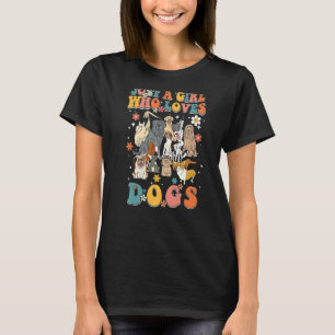 Nur ein Mädchen, das Lieben Hunde Retro Groovy Hun T-Shirt