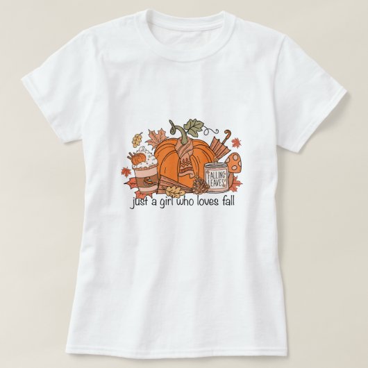 Nur ein Mädchen, das Lieben im Herbst fallen T-Shirt (Design vorne)