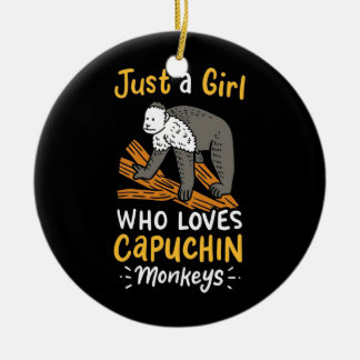 Nur ein Mädchen, das Lieben Kapuzineraffen Keramik Ornament