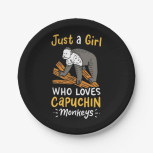 Nur ein Mädchen, das Lieben Kapuzineraffen Pappteller