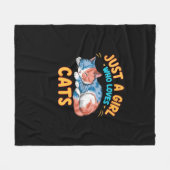 Nur ein Mädchen, das Lieben Katzen Niedliche Kätzc Fleecedecke (Vorderseite (Horizontal))