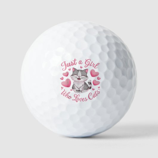 Nur ein Mädchen, das Lieben Katzen Niedliche Katze Golfball (Vorderseite)