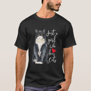 Nur ein Mädchen, das Lieben Katzen Wasserfarbe Kat T-Shirt
