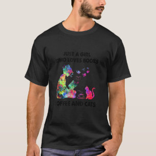 Nur ein Mädchen, das Lieben kocht Kaffee und Katze T-Shirt