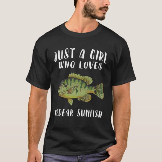 Nur ein Mädchen, das Lieben lieben Sunfish Fisch L T-Shirt (Vorderseite)