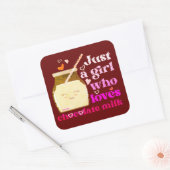 NUR EIN MÄDCHEN, DAS LIEBEN MILCH komisch SCHOKOLA Quadratischer Aufkleber (Umschlag)