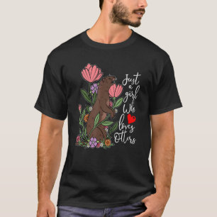 Nur ein Mädchen, das Lieben mit Blume Tier. T-Shirt
