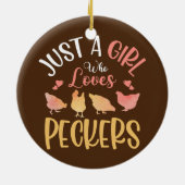 Nur ein Mädchen, das Lieben Peckers Farm Rooster H Keramik Ornament (Hinten)