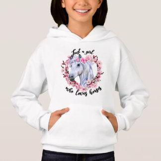 Nur ein Mädchen, das Lieben Pferde Blumenpferde Hoodie