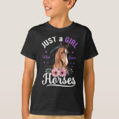 Nur ein Mädchen, das Lieben Pferde Girls Pferdebes T-Shirt (Vorderseite)
