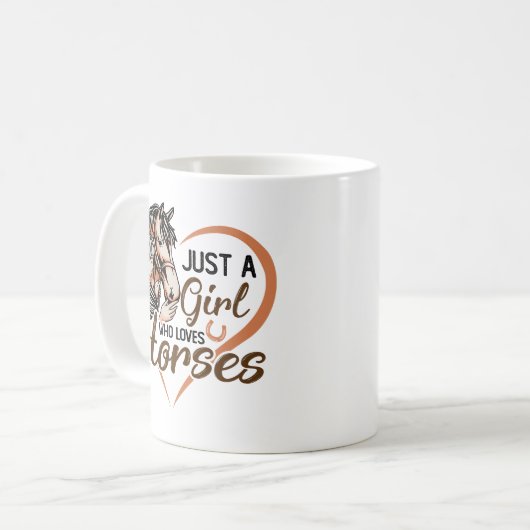 Nur ein Mädchen, das Lieben Pferde Herz Pferd Kaffeetasse (Vorderseite Links)