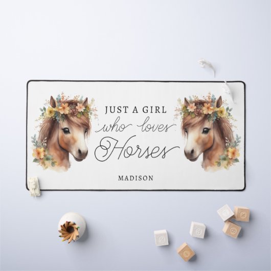 Nur ein Mädchen, das Lieben Pferde Niedlich Pony R Schreibtischunterlage (Kindertisch)