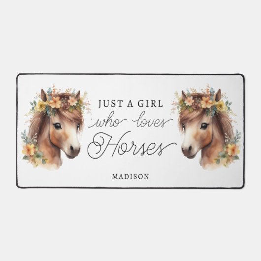 Nur ein Mädchen, das Lieben Pferde Niedlich Pony R Schreibtischunterlage (Vorderseite)