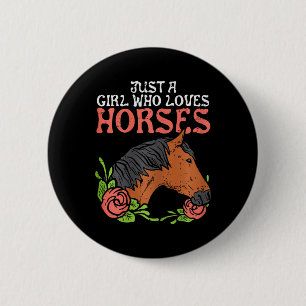Nur ein Mädchen, das Lieben Pferde Reiten Button