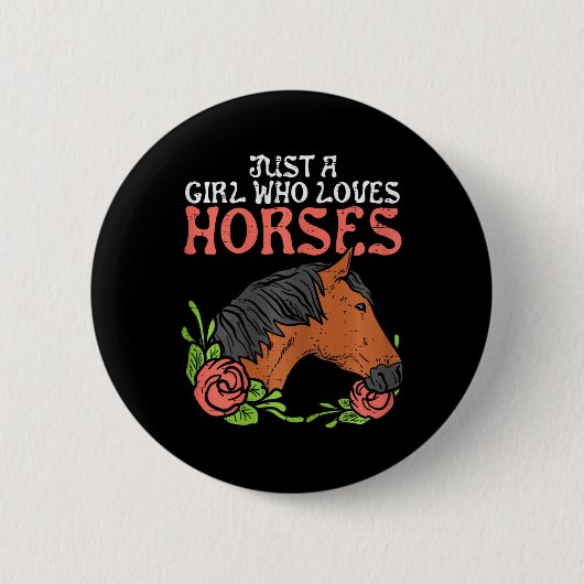 Nur ein Mädchen, das Lieben Pferde Reiten Button (Vorderseite)