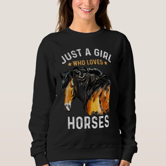 Nur ein Mädchen, das Lieben Pferde Wasserfarbe Pfe Sweatshirt (Vorderseite)