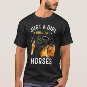 Nur ein Mädchen, das Lieben Pferde Wasserfarbe Pfe T-Shirt