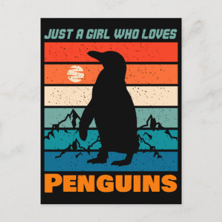 Nur ein Mädchen, das Lieben Pinguine Retro-Tier Postkarte