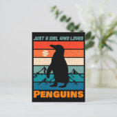 Nur ein Mädchen, das Lieben Pinguine Retro-Tier Postkarte (Stehend Vorderseite)