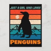 Nur ein Mädchen, das Lieben Pinguine Retro-Tier Postkarte (Vorderseite)