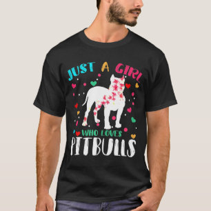 Nur ein Mädchen, das Lieben Pitbuls Silhouette Blu T-Shirt