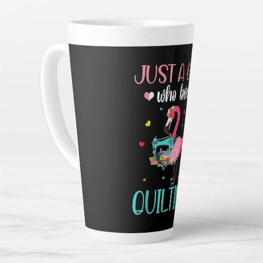 Nur ein Mädchen, das Lieben Quilts und Flamingo Milchtasse (Linke Ecke)