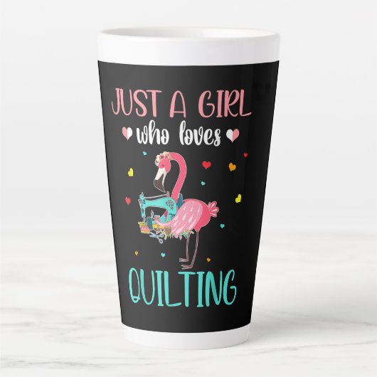 Nur ein Mädchen, das Lieben Quilts und Flamingo Milchtasse (Vorderseite)