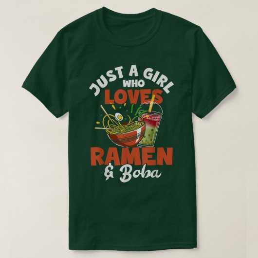 Nur ein Mädchen, das Lieben Ramen und Boba Bubble  T-Shirt (Design vorne)