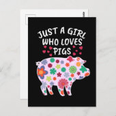 Nur ein Mädchen, das Lieben schweine Geschenke Fra Postkarte (Vorne/Hinten)