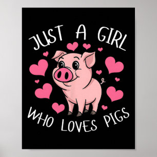 Nur ein Mädchen, das Lieben schweine Pink Heart Ki Poster