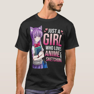 Nur ein Mädchen, das Lieben skizziert Kawaii T-Shirt