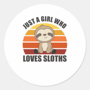 Nur ein Mädchen, das Lieben Sloths Sweet Heart Slo Runder Aufkleber