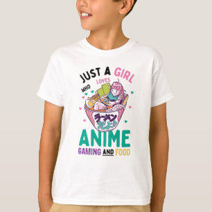 Nur ein Mädchen, das Lieben Spiele und Essen anbi T-Shirt