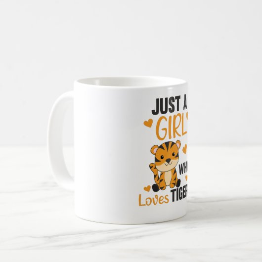 Nur ein Mädchen, das Lieben Tiger süße Tiere Tiger Kaffeetasse (Vorderseite Links)
