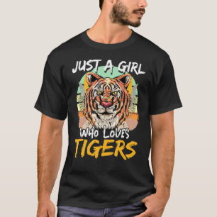Nur ein Mädchen, das Lieben Tiger Vintag Retro Tig T-Shirt
