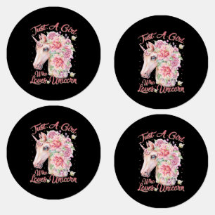 Nur ein Mädchen, das Lieben Unicorn Etiketten