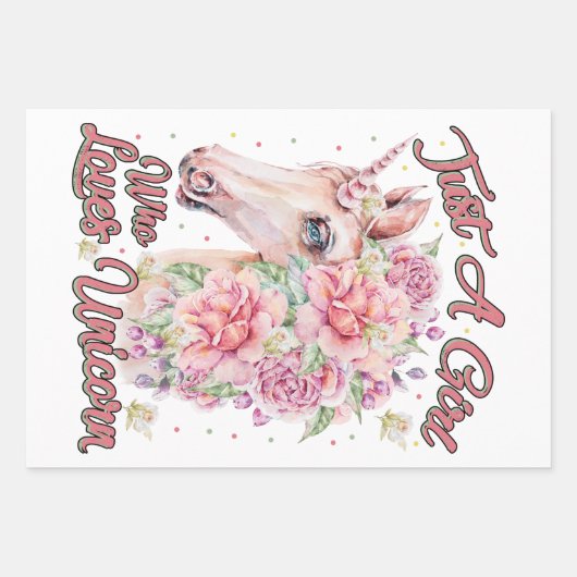 Nur ein Mädchen, das Lieben Unicorn Geschenkpapier Set (Vorderseite 3)