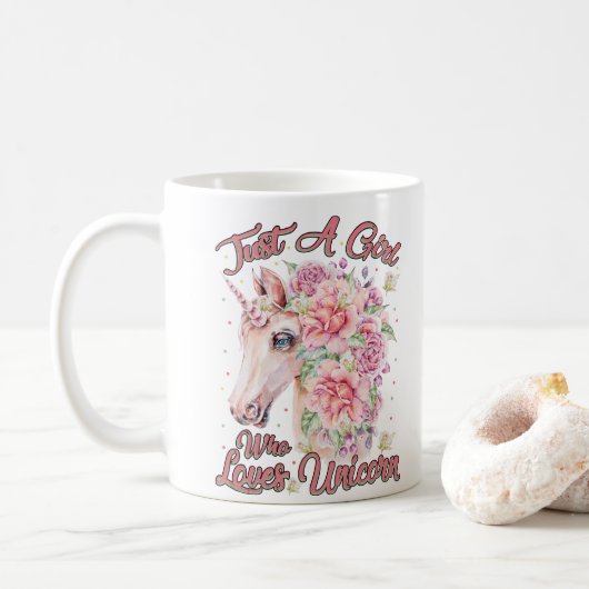 Nur ein Mädchen, das Lieben Unicorn Kaffeetasse (Mit Donut)
