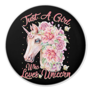 Nur ein Mädchen, das Lieben Unicorn Keramikknauf
