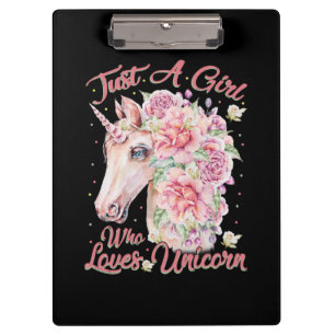 Nur ein Mädchen, das Lieben Unicorn Klemmbrett