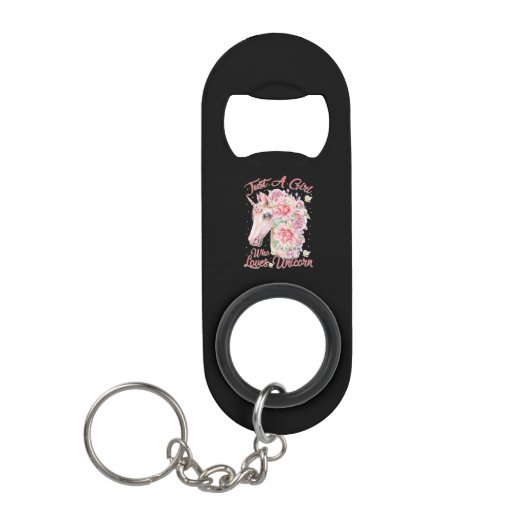Nur ein Mädchen, das Lieben Unicorn Mini Flaschenöffner (Vorderseite)