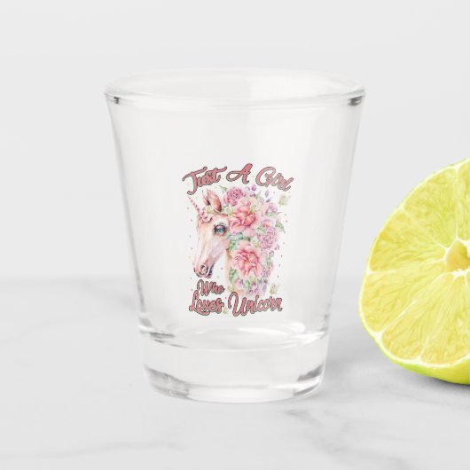 Nur ein Mädchen, das Lieben Unicorn Schnapsglas (Vorderseite)