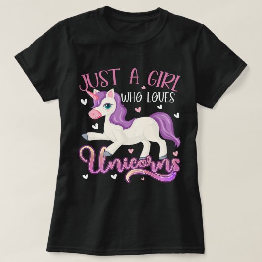 Nur ein Mädchen, das Lieben vereint Funny Unicorn  T-Shirt (Design vorne)