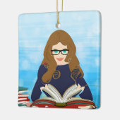 Nur ein Mädchen, das Lieben zum Lesen hat Keramikornament (Links)