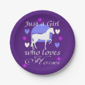 Nur ein Mädchen, das Lila Pferde Liebe Pappteller (Vorderseite)