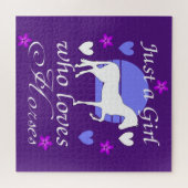 Nur ein Mädchen, das Lila Pferde Liebe Puzzle (Horizontal)