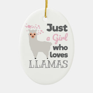 Nur ein Mädchen, das Llamas  Keramik Ornament